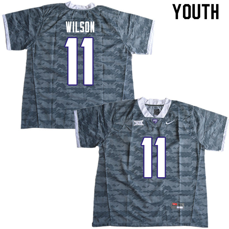 Youth #11 Montrel Wilson TCU Horned Frogs College Football Jerseys Sale-Gray - Click Image to Close